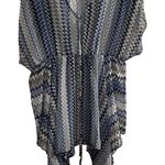 Zuny Women's L XL Blue Chevron Zig Zag Print Kimono Kaftan Cover Up Size L Photo 0
