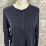 Brooklinen Navy Long Sleeve Court Henley Top Blue Size M Photo 2