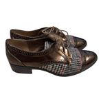 Anne Klein  Louisa Brown Patent Leather Plaid Oxford Shoes Women’s Size 7 Photo 2