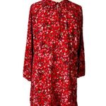 Loft Plus Dress A-line Long Sleeve Ruffle Button Neck Red Floral Women’s Size 18 Photo 2