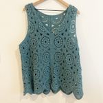 Wonderly Womens Top 1X Crochet Sleeveless Blue Cottagecore Grannycore Boho Free People Photo 1