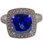 14K 14KT Karat Blue Sapphire White Gold Women’s Ring Sz 6.75 Photo 6