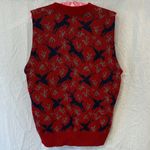 Vintage Deer and Bird Motif Sweater Vest Red Size L Photo 1