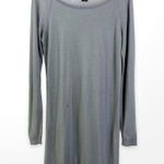 Theory  Gray Wool Silk Long Sleeve Boatneck Knit Mini Dress Photo 12