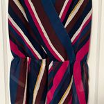 Trina Turk  faux wrap rainbow stripe blouse asymmetric hem size XS multicolor Photo 4