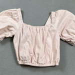 Copper Key  Cropped Top XS Womens Pink Puff Sleeve Square Neck Blouse Shirt Photo 0