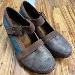NAOT Dashing Pump Leather Mary Jane Heels Shoes Teal Brown 39 Hook & Loop size 8 Photo 0