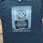 Jerzees Vintage cat mugshot “Catnip Made Me Do It” black Tshirt  Photo 1