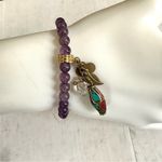 Amethyst stretchy charm bracelet with Indian beads Photo 3