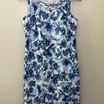 Charter Club  100% Linen Dress Sleeveless Blue Floral Costal Cottage Size 6 Photo 0