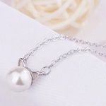 Pearl Cat Earring & Necklace Set Silver Photo 7