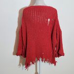 White Birch  Distressed Red Knit Sweater Size Medium Red Chunky Knit Sweater Photo 6