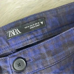 ZARA  Blue Plaid High Waisted Cargo Loose Pants Size Medium Photo 3