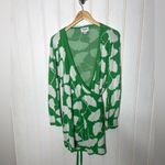 Diane Von Furstenberg  X Target V Neck Sweater Wrap Top Green Floral XXL 029 Photo 1