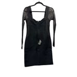 Herve Leger  Mesh Sleeve Intarsia Bodycon Mini Dress Black Size L NWT Cocktail Photo 7