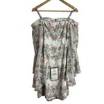 Kensie  White Floral Print Off the Shoulder Long Bell Sleeve Shift Mini Dress 6 Photo 9