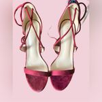 Elegant Allegra K Women's Dark Red Solid Open Toe Lace Up Stiletto Heels Pink Size 9 Photo 4