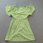 ZARA  Woman Mini Dress M Green White Floral Tie Front Flutter Sleeves Sun Dress Photo 1