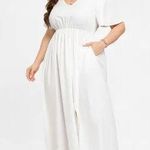 Plus wear NWT solid white color v neck long maxi dress Size XXL Photo 1