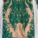 Green Sexy Jeweled Bodycon Costume Dress Size L Photo 4