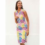 Talbots ‎ Petite Floral Eyelet Ruffle Trim Neck Sleeveless Dress White Multi 2P Photo 1