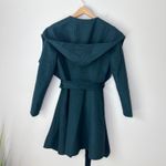 BCBGMAXAZRIA NEW NWT Wool Blend Belted Coat Small Hooded Forest Green Hand Made Photo 3