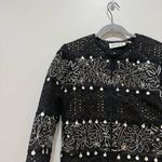 Anage Vintage Black Eyelet Embroidered Jacket w/ Shell Beads Size Small Photo 2