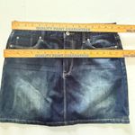 Gap Dark Wash Denim Mini Skirt 5 Pocket Front Button Zip Classic Blue Casual 8 Photo 4