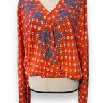 Anthropologie Chloe & Katie large embroidered crop top long sleeve V Photo 0