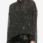Hot Topic Stars Constellation Shark Bite Hem Oversized Button Up Blouse Small Photo 0