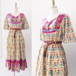 vintage • 80s cotton peasant dress block print floral mumu tent paisley Photo 4