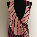 Emilio Pucci  Silk Striped Pink and Navy Wrap Dress Photo 0