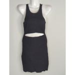 Aritzia Wilfred Free Black Lenzing Ecovero Ribbed Cut Out Knit Mini Dress Womens Small Photo 1
