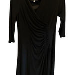 Evan Picone  Women's 3/4 Sleeve‎ Black A-Line Dress Ruched Size 4 Photo 0