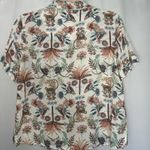 Japna Sleepwear Size Small Button Up Top And Shorts Floral‎ Monkey Rayon Linen White Photo 6