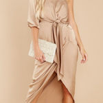 DO+BE Make a Toast Champagne One Shoulder Satin Drape Dress Size M NWT Photo 0