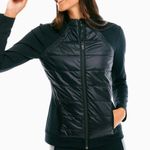 Southern Tide New  Black Josette Mixed Media Full Zip Athletic Jacket Size Large Photo 0