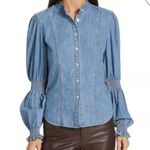 Veronica Beard  Dalton Puff Sleeve Button Down Shirt Photo 0