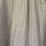 Sundance Marianna Stripe Top Large Gray White Henley Smocked Ruffle Button Up Photo 2