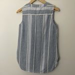 Ellen Tracy Linen Sleeveless Top Womens Blue White Stripe Button Up Neckline S Photo 2