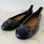 Coach Chelsea Black Gray Signature Canvas Logo Print Ballerina Flats - US 10 Photo 1