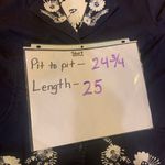 Denim&Co Jacket 1X Dark Blue Blazer with White Embroidered Floral Accents Photo 3