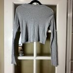 Brandy Melville Grey Ribbed Cardigan Sweater Top Cropped Button Front One Size Photo 4