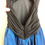 🌞Niki by Niki Livas Black Ruched Halter Top with Blue Metallic Midi Dress Size 2 Photo 8