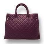 Badgley Mischka New Plum Big Diamond Quilted Tote Bag Gold Lock Vegan Leather Photo 3