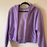 Aritzia cozy fleece boxy zip hoodie cropped purple size Large Photo 3