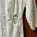 Dissh Beau White Linen Sleeved Mini Dress Cinched Circle Cutout US 2 Photo 7