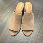 14th & Union  tan faux suede block heel slip on sandals size 9M Photo 1