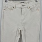 Paige Colette Crop Flare Jeans Ivory Golden Sand Distressed Raw Hem Size 26 Photo 3