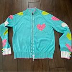 Vintage Berek Blue Cardigan with Sequins, Beads, and Hearts size M Size M Photo 1